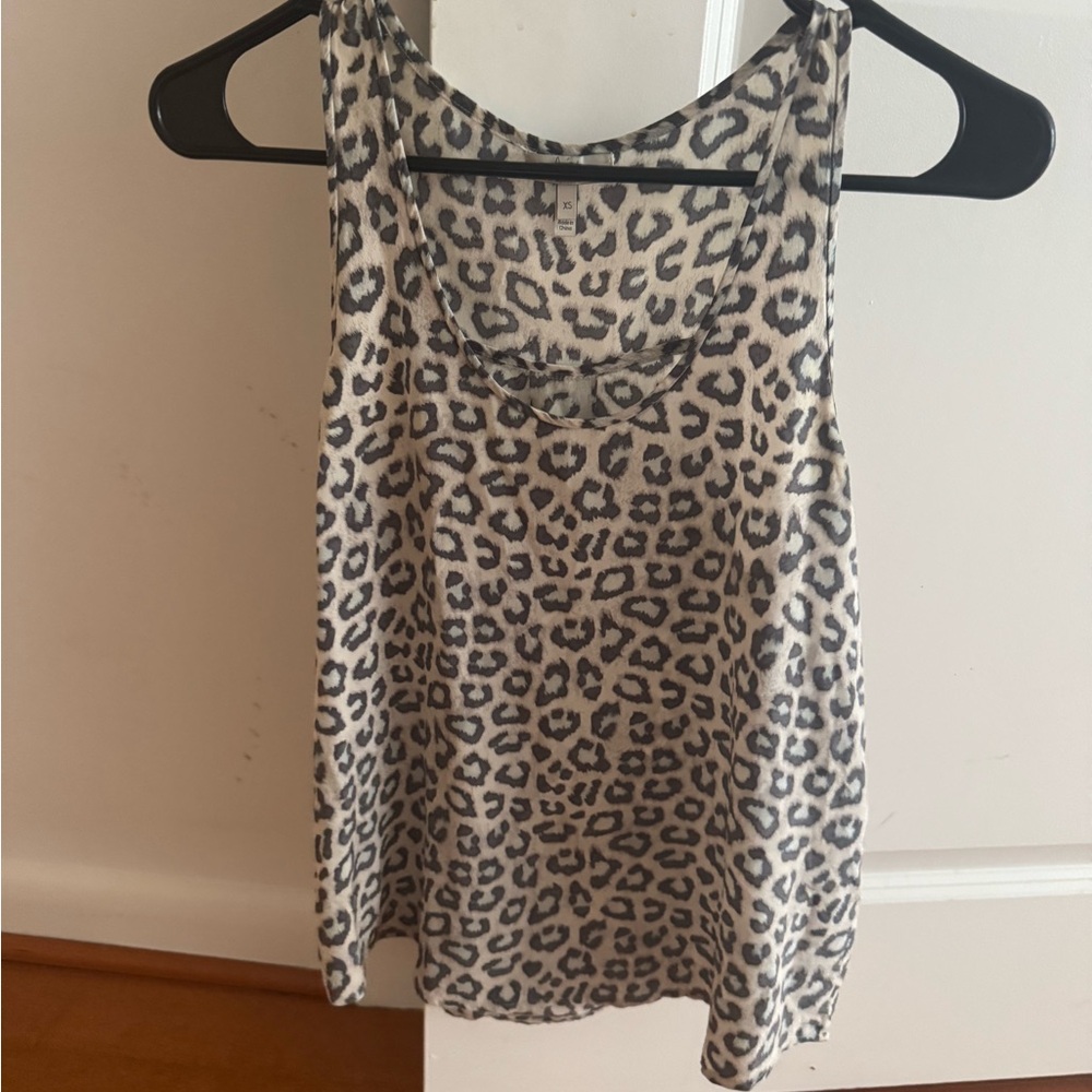 Joie Gray and Brown Relaxed Sleeveless Tank Top